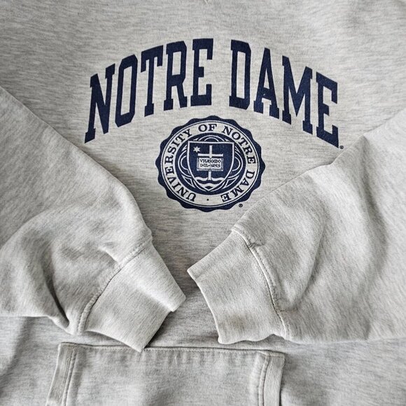 Champion Sweatshirt Vintage Jr XL Notre Dame Fighting Irish Hoodie Gray Academia - Picture 6 of 16